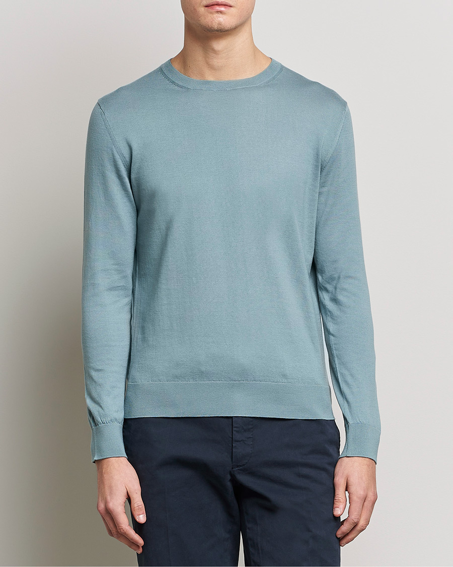 Men | Zegna | Zegna | Premium Cotton Crew Neck Sweater Teal