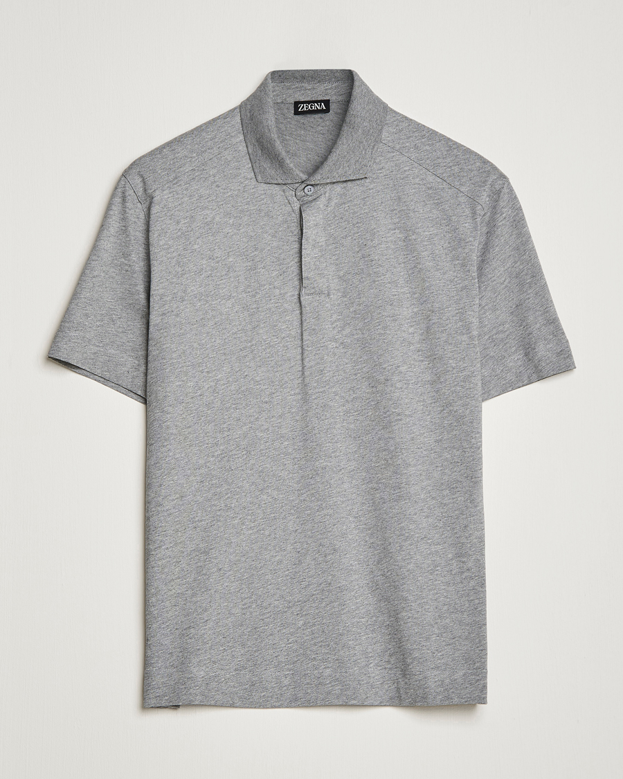 Men | Polo Shirts | Zegna | Cotton Jersey Polo Grey Melange