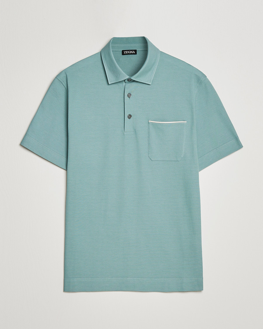 Men | Polo Shirts | Zegna | Short Sleeve Pocket Polo Teal