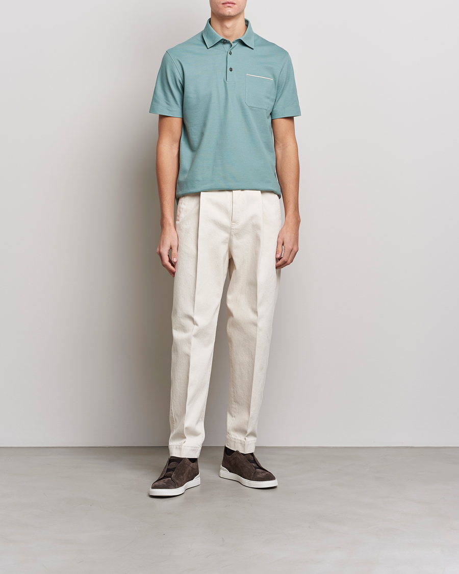 Men | Polo Shirts | Zegna | Short Sleeve Pocket Polo Teal