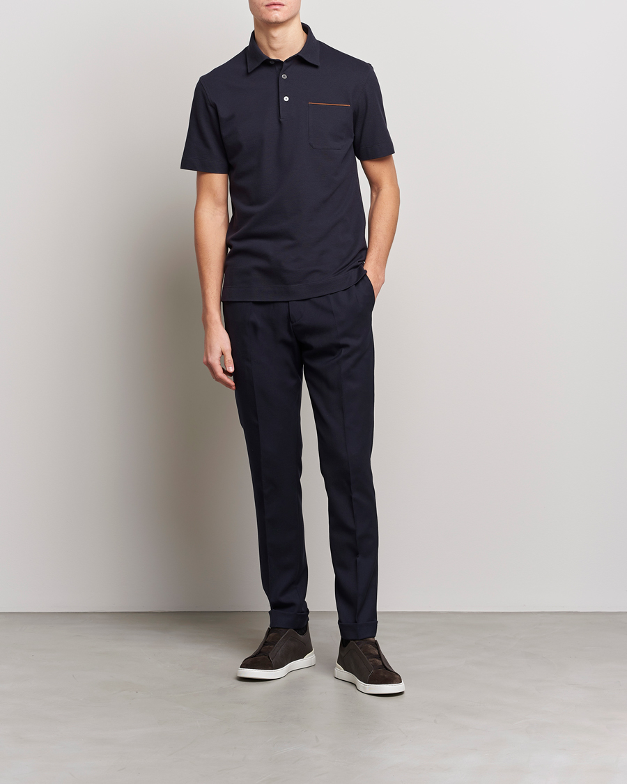 Men | Polo Shirts | Zegna | Short Sleeve Pocket Polo Navy