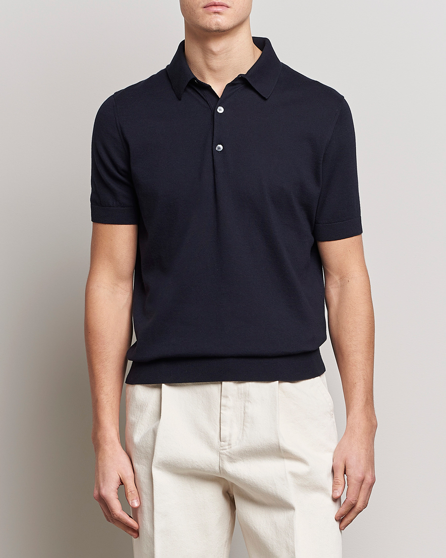 Men | Zegna | Zegna | Premium Cotton Knitted Polo Navy