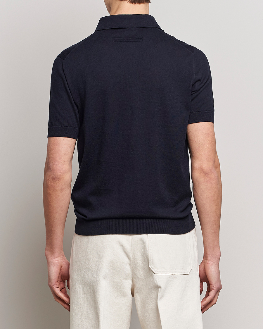 Men | Polo Shirts | Zegna | Premium Cotton Knitted Polo Navy