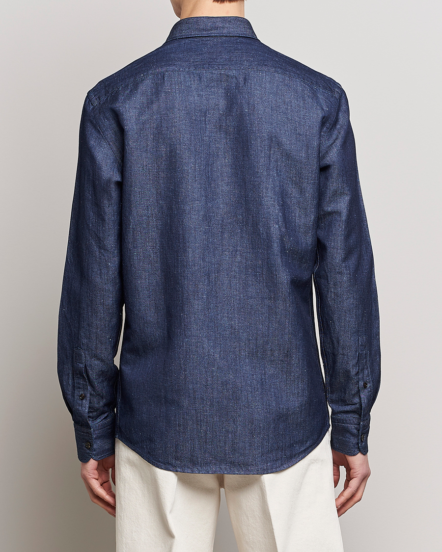 Men | Shirts | Zegna | Cotton/Linen Denim Shirt Dark Wash