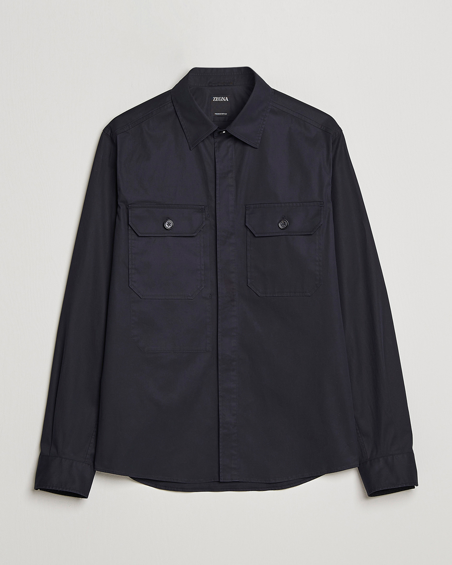 Men | Shirts | Zegna | Premium Cotton Overshirt Navy
