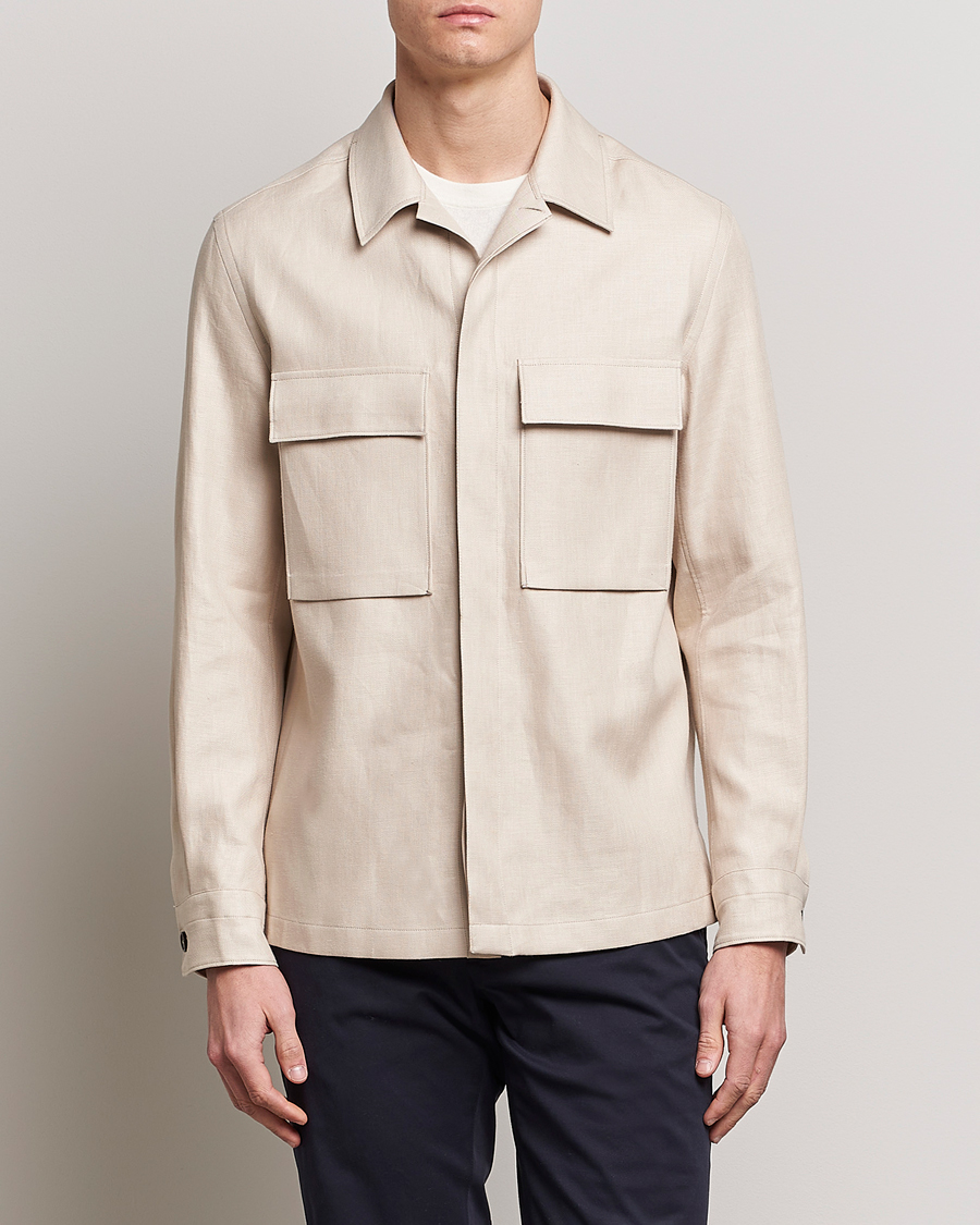 Men | Luxury Brands | Zegna | Linen Shirt Jacket Beige