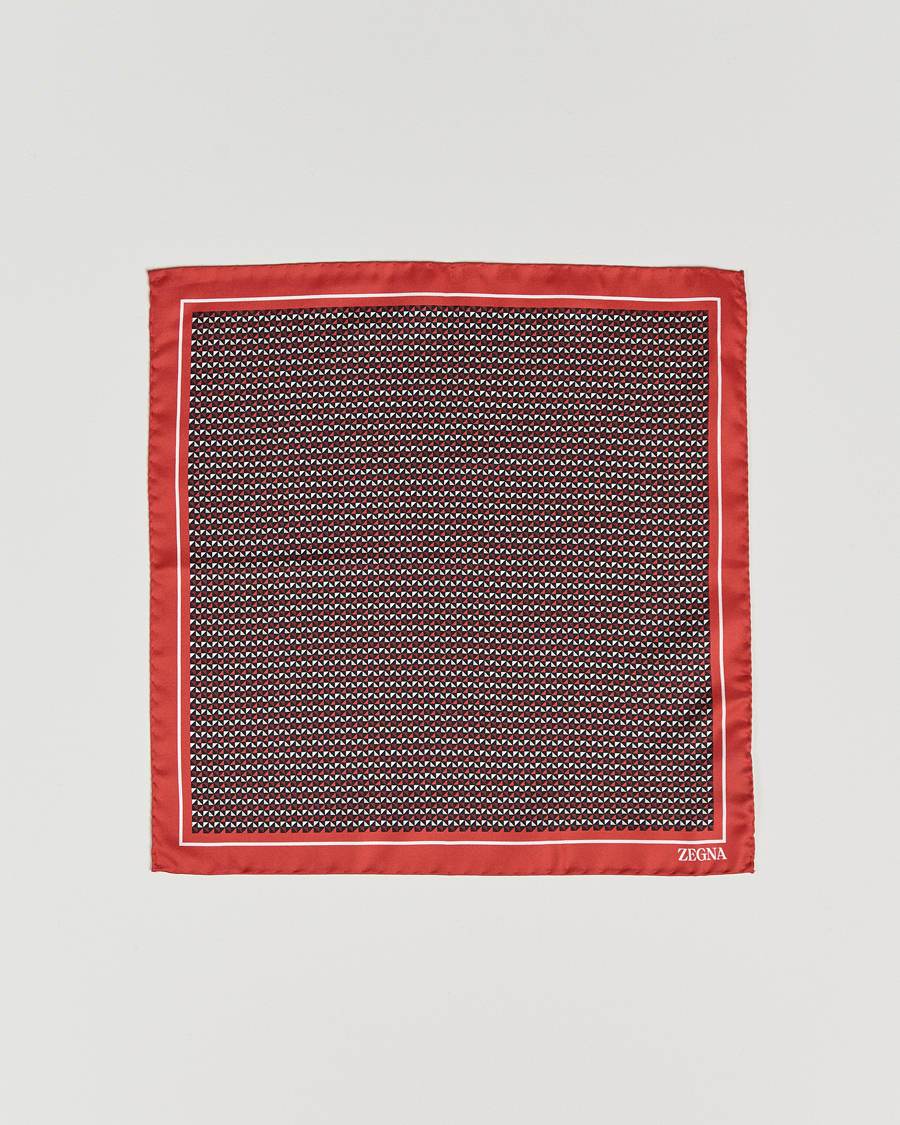 Men | Zegna Printed Silk Pochette Dark Red | Zegna | Printed Silk Pochette Dark Red