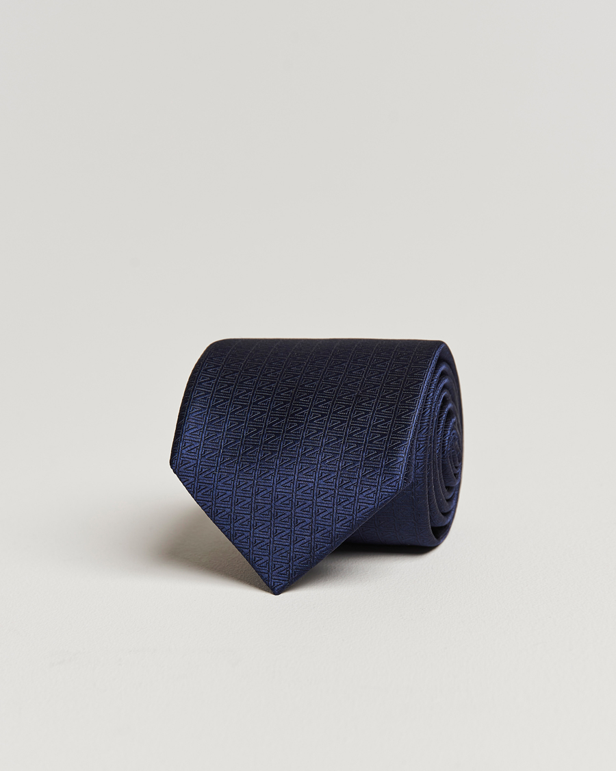 Men | Zegna Monogram Silk Tie Navy | Zegna | Monogram Silk Tie Navy