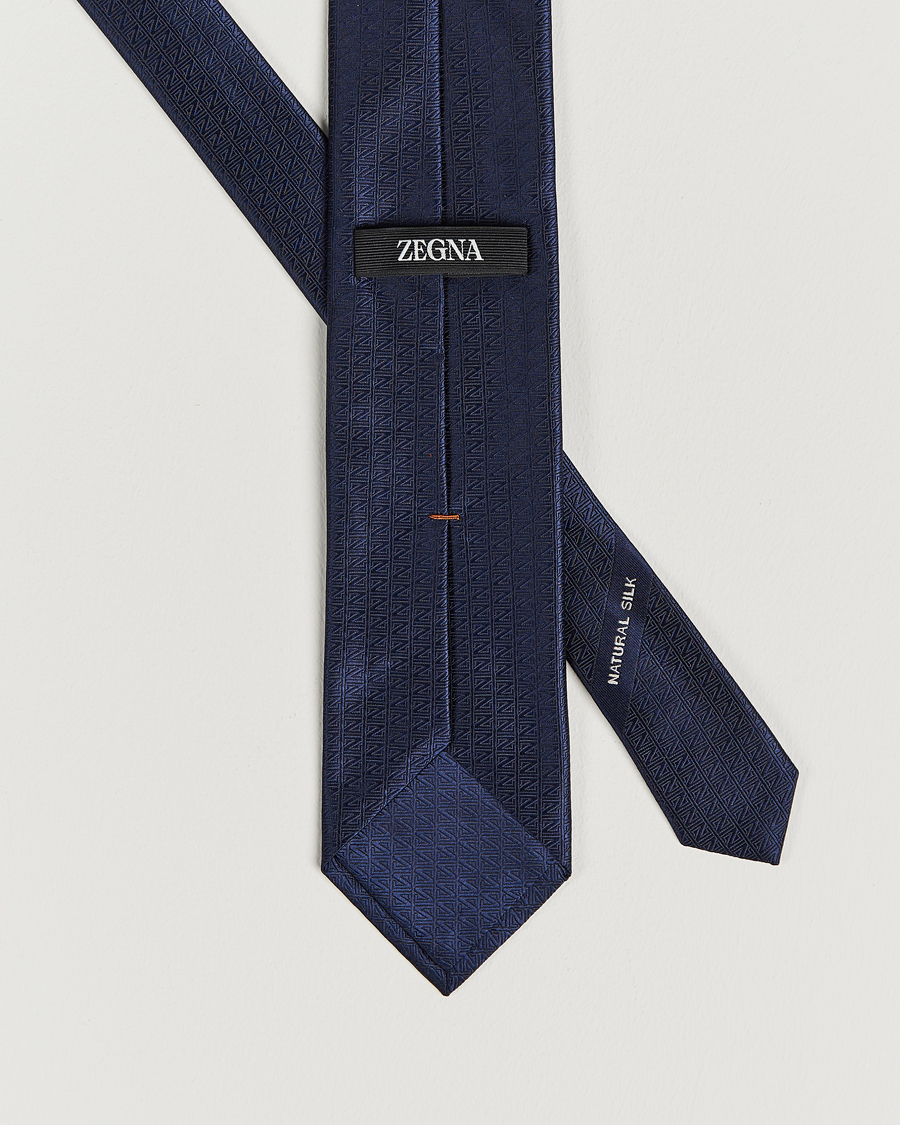 Men | Zegna Monogram Silk Tie Navy | Zegna | Monogram Silk Tie Navy
