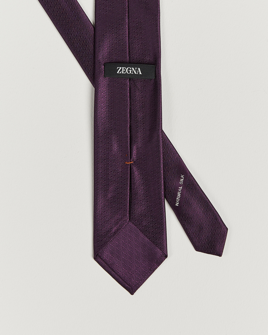 Men | Zegna Monogram Silk Tie Dark Purple | Zegna | Monogram Silk Tie Dark Purple
