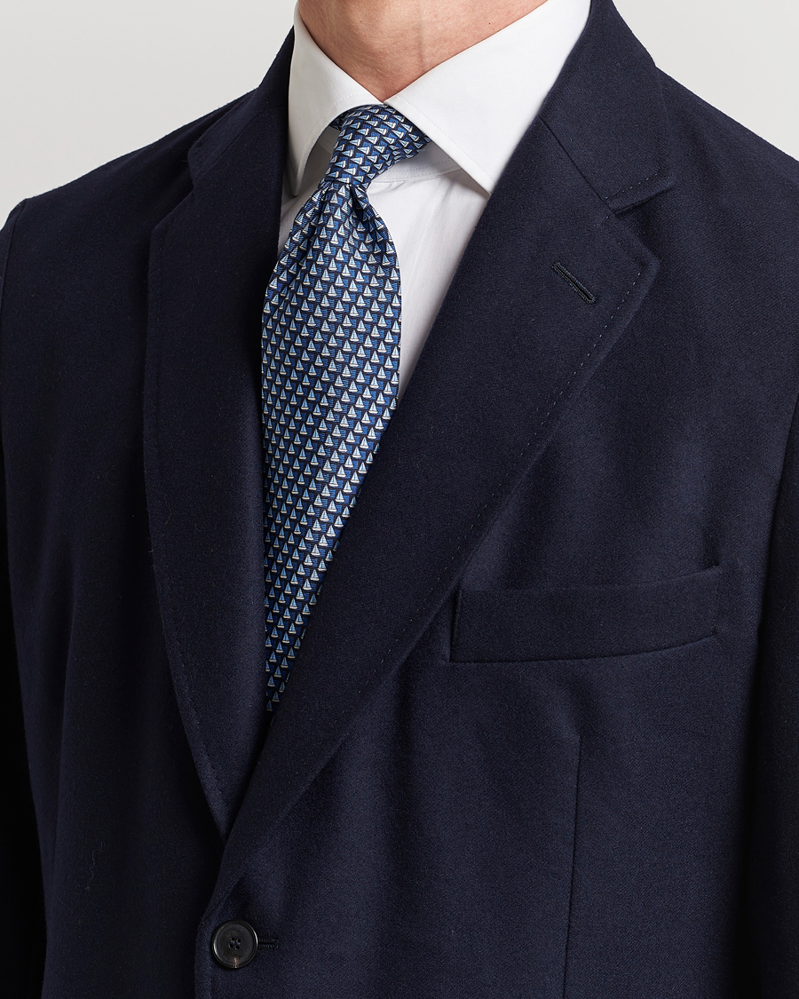 Men | Zegna Boat Printed Silk Tie Navy | Zegna | Boat Printed Silk Tie Navy