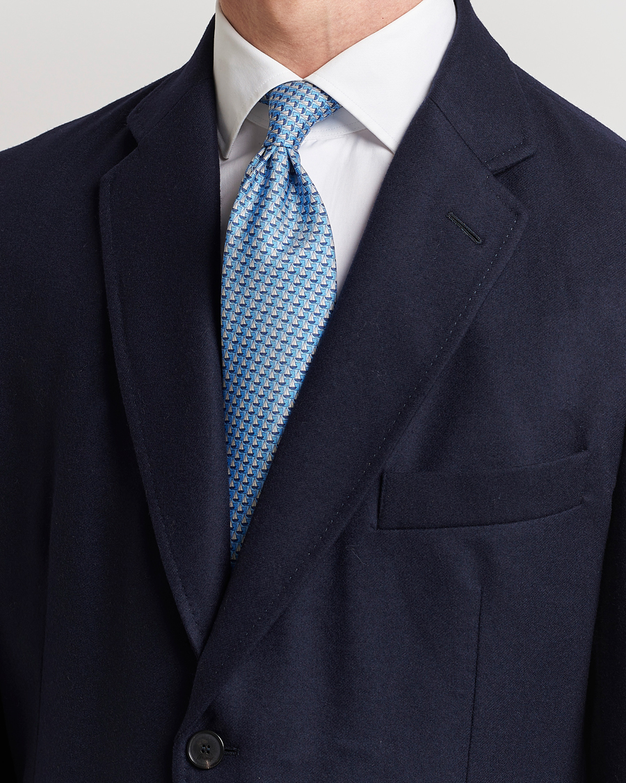 Men | Zegna Boat Printed Silk Tie Light Blue | Zegna | Boat Printed Silk Tie Light Blue