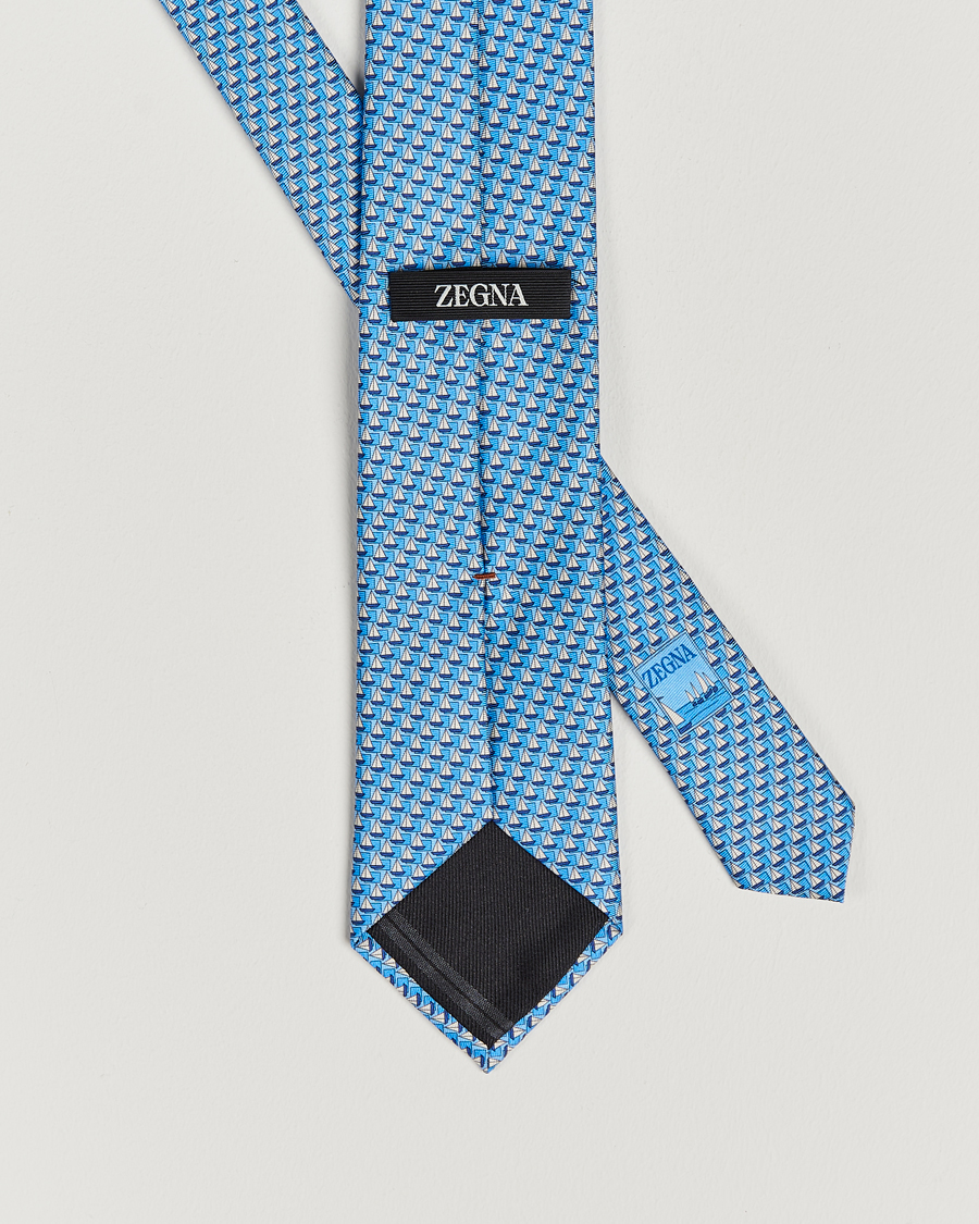 Men | Zegna Boat Printed Silk Tie Light Blue | Zegna | Boat Printed Silk Tie Light Blue