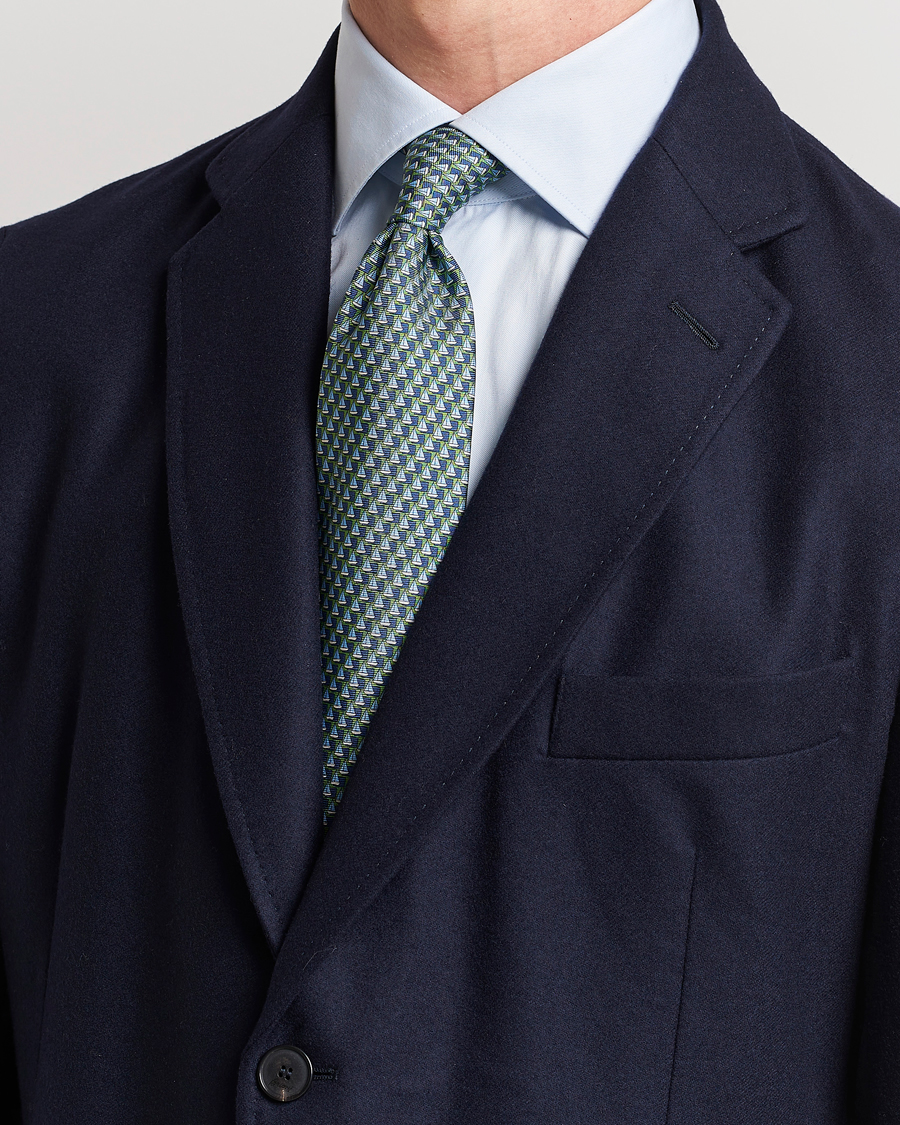 Men |  | Zegna | Boat Printed Silk Tie Green