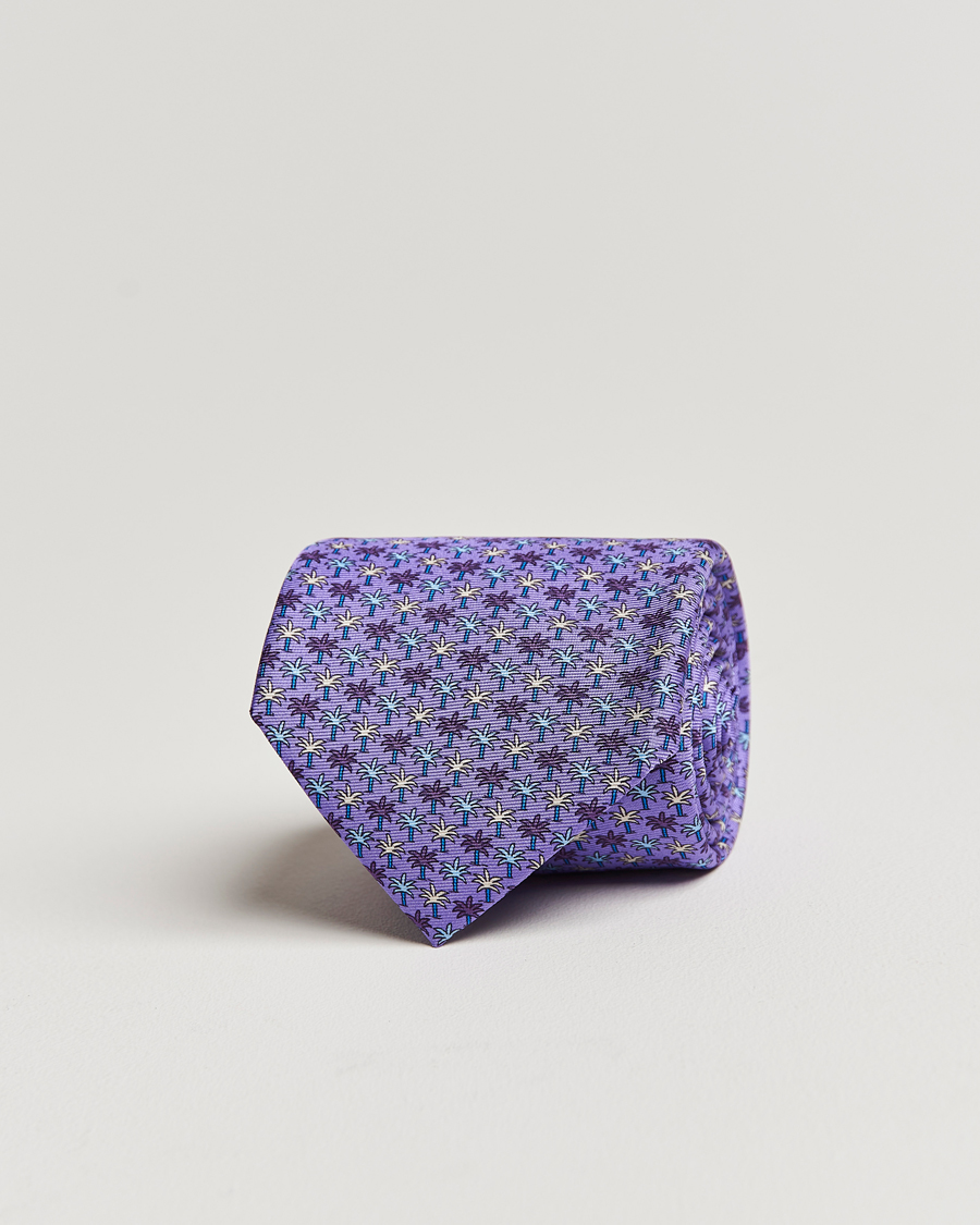 Men | Zegna Palm Tree Printed Silk Tie Purple | Zegna | Palm Tree Printed Silk Tie Purple