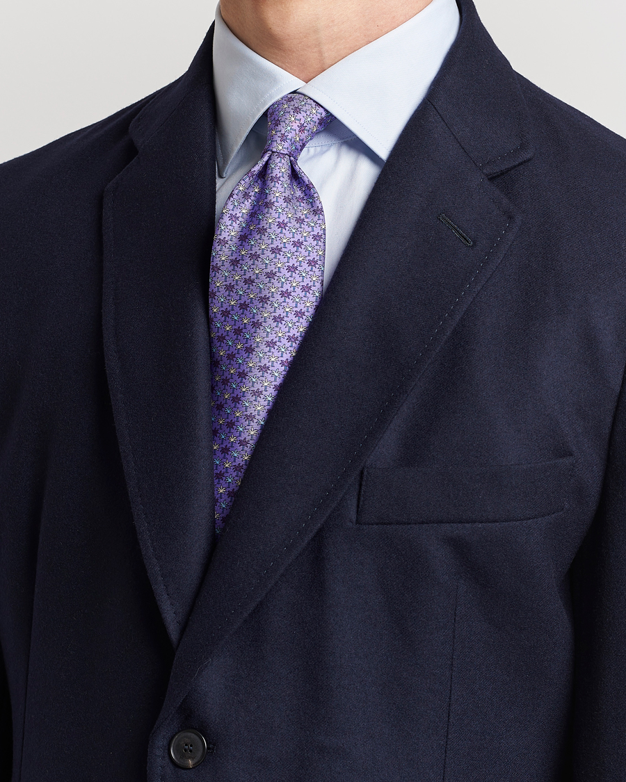 Men | Zegna | Zegna | Palm Tree Printed Silk Tie Purple
