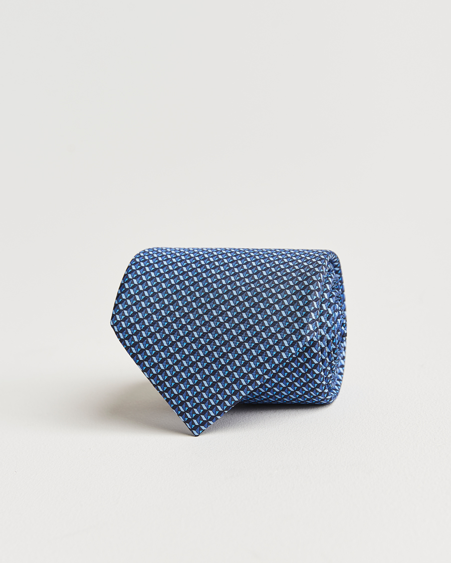 Men | Zegna Geometrical Print Silk Tie Navy | Zegna | Geometrical Print Silk Tie Navy
