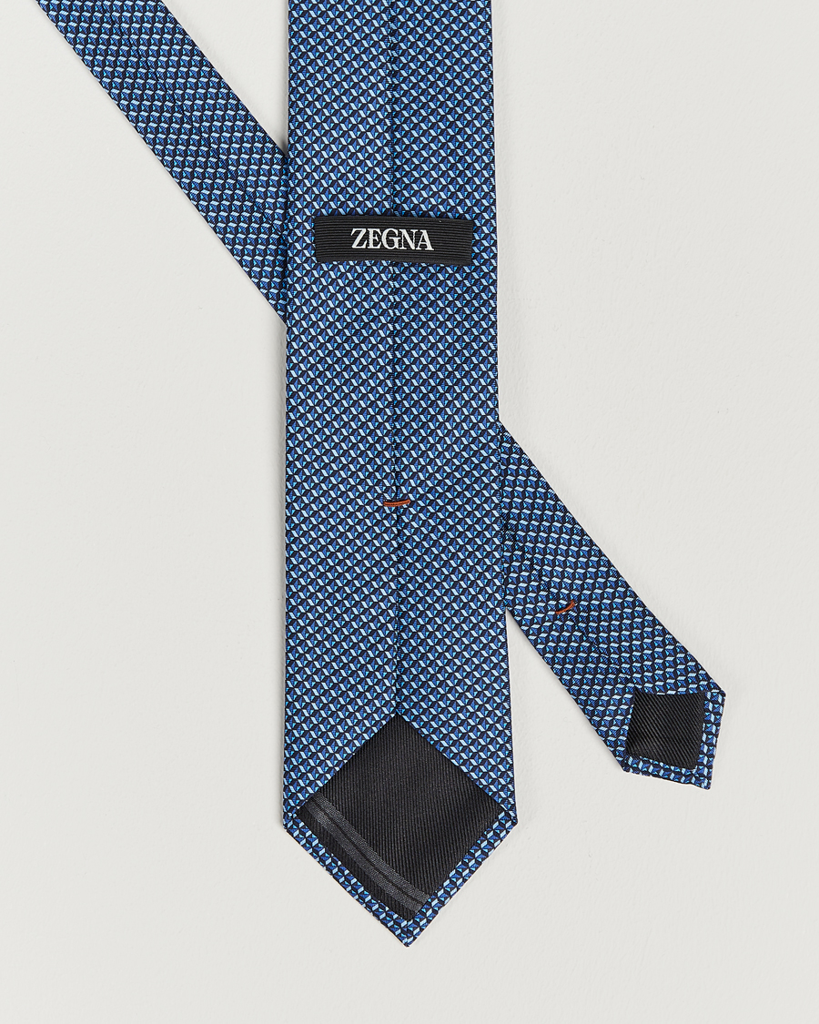 Men | Zegna Geometrical Print Silk Tie Navy | Zegna | Geometrical Print Silk Tie Navy