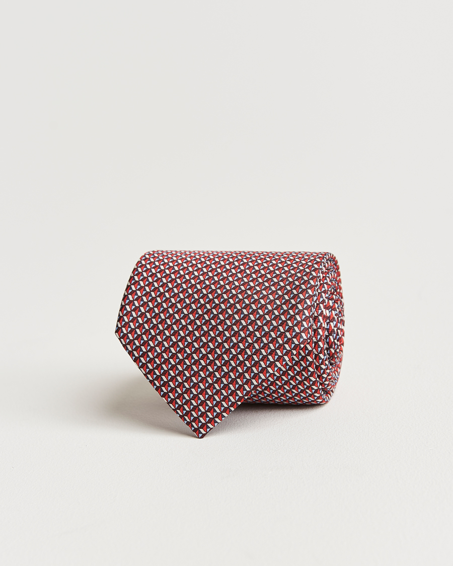 Men | Zegna Geometrical Print Silk Tie Red | Zegna | Geometrical Print Silk Tie Red