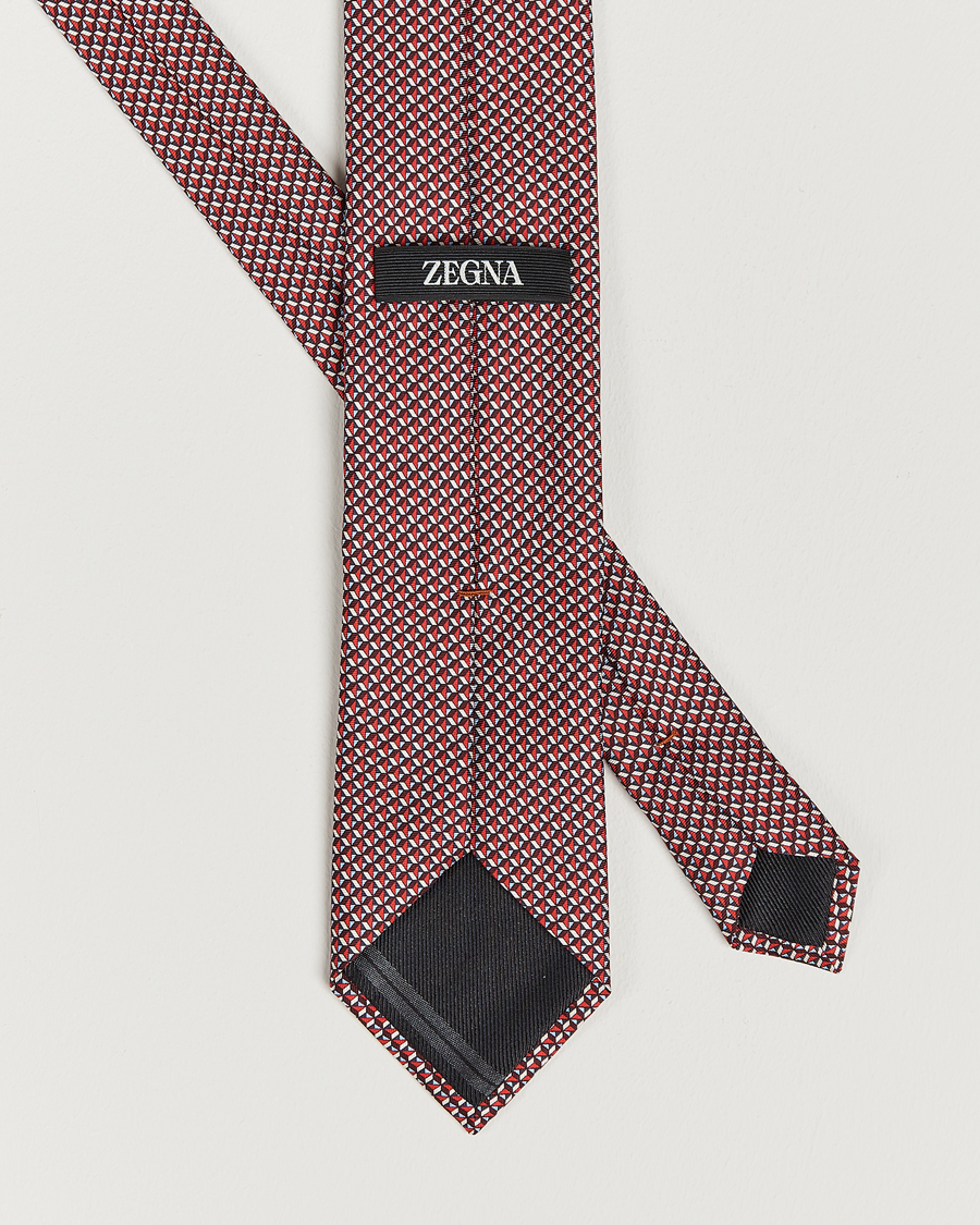 Men | Zegna Geometrical Print Silk Tie Red | Zegna | Geometrical Print Silk Tie Red
