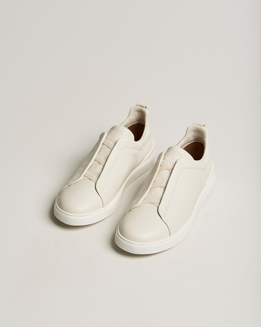 Men | Suede shoes | Zegna | Triple Stitch Sneakers White Deerskin