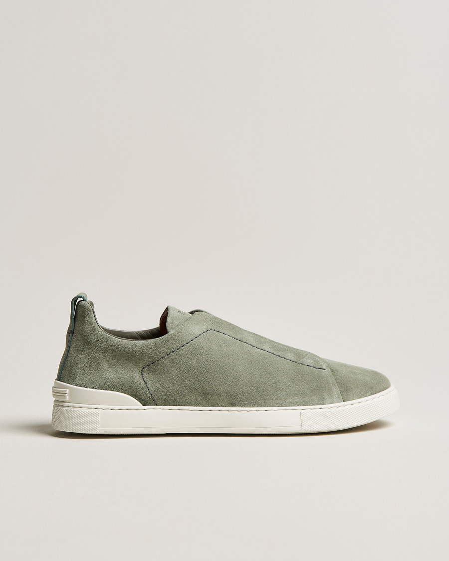 Men | Zegna Triple Stitch Sneakers Olive Suede | Zegna | Triple Stitch Sneakers Olive Suede