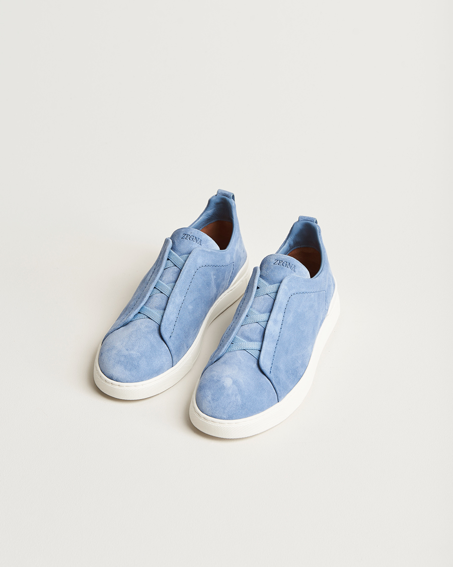 Men | Zegna | Zegna | Triple Stitch Sneakers Light Blue Suede