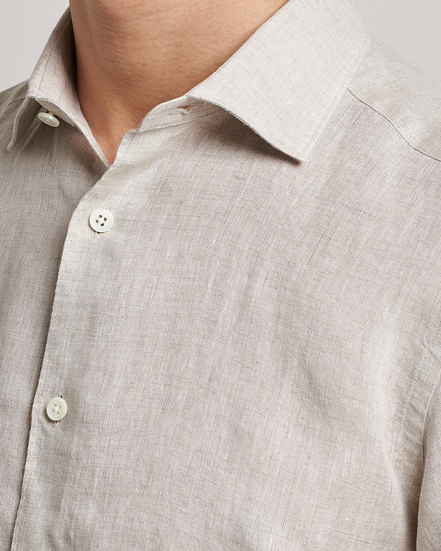 Men | Shirts | Zegna | Slim Fit Linen Shirt Light Beige