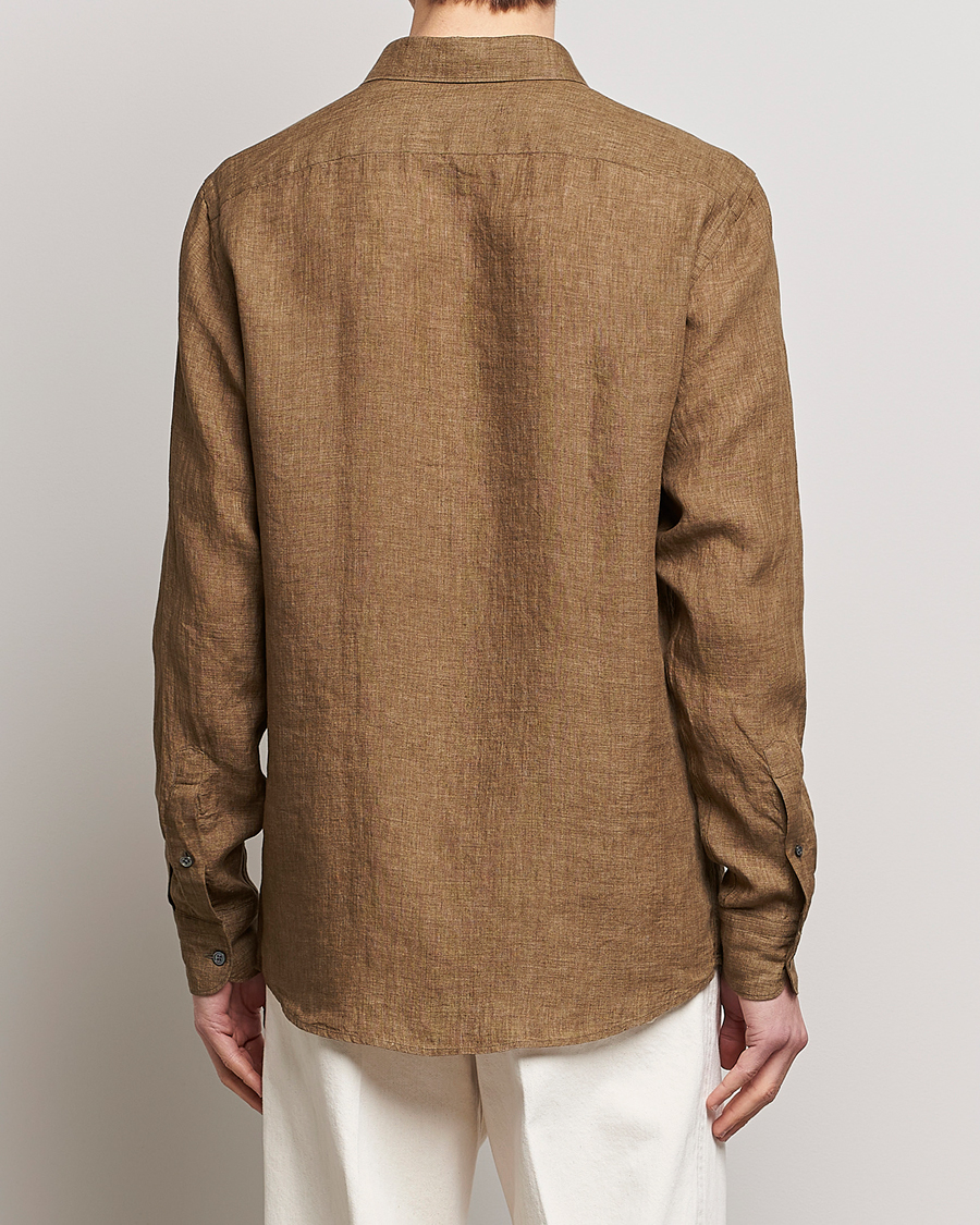 Men | Shirts | Zegna | Slim Fit Linen Shirt Olive