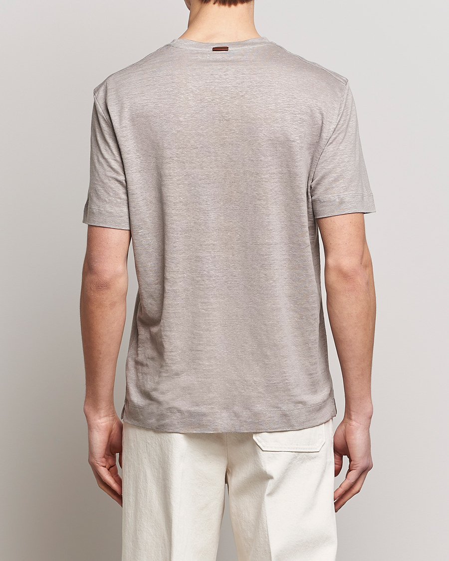 Men | T-Shirts | Zegna | Pure Linen T-Shirt Taupe
