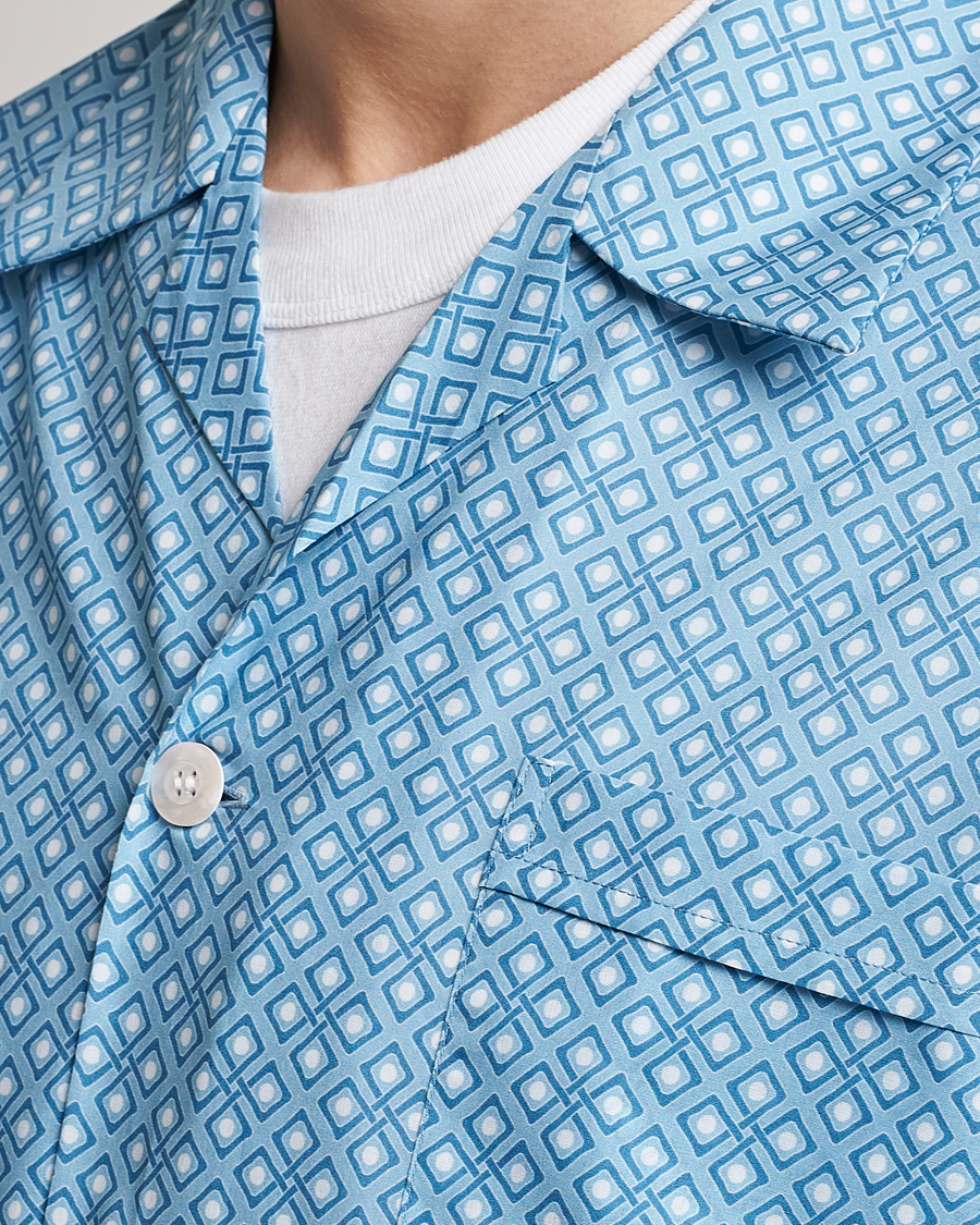 Men | Pyjamas & Robes | Derek Rose | Shortie Printed Cotton Pyjama Set Blue