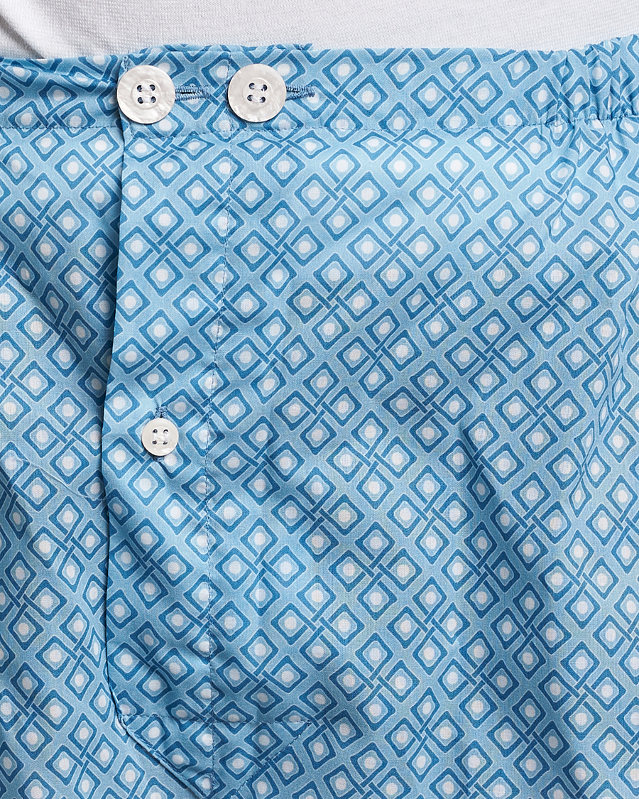 Men | Pyjamas & Robes | Derek Rose | Shortie Printed Cotton Pyjama Set Blue