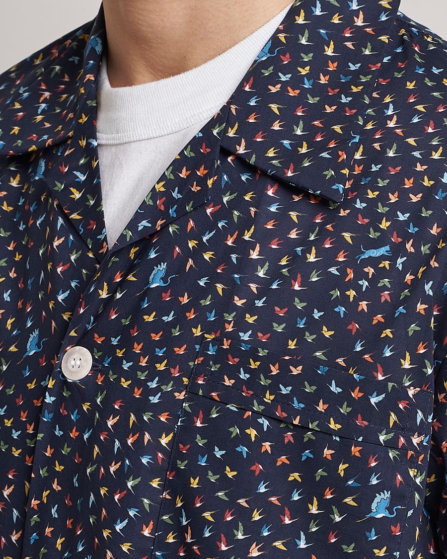 Men | Pyjamas & Robes | Derek Rose | Shortie Printed Cotton Pyjama Set Navy Multi