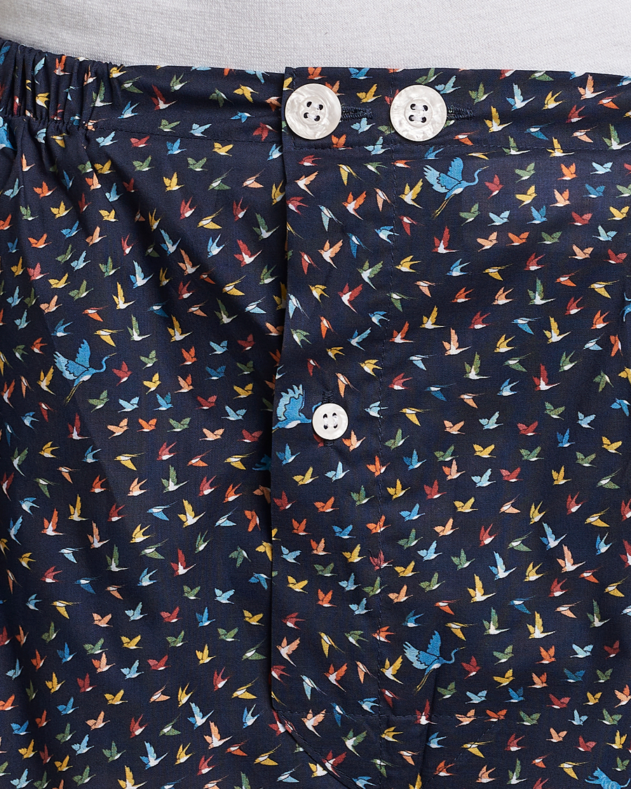 Men | Pyjamas & Robes | Derek Rose | Shortie Printed Cotton Pyjama Set Navy Multi