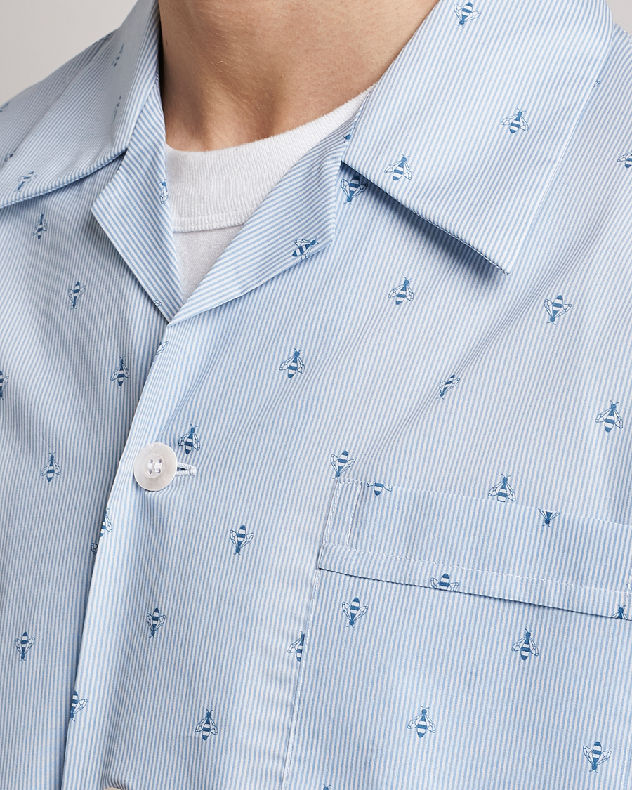 Men | Pyjamas & Robes | Derek Rose | Shortie Printed Cotton Pyjama Set Blue