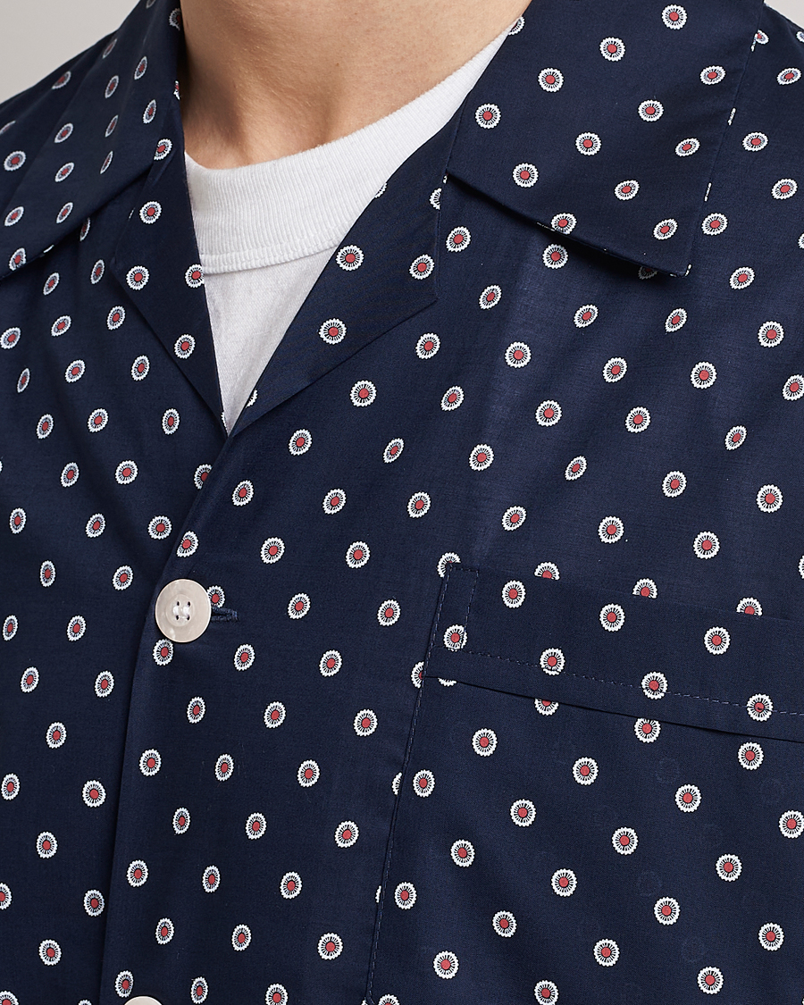 Men | Pyjamas & Robes | Derek Rose | Shortie Printed Cotton Pyjama Set Navy