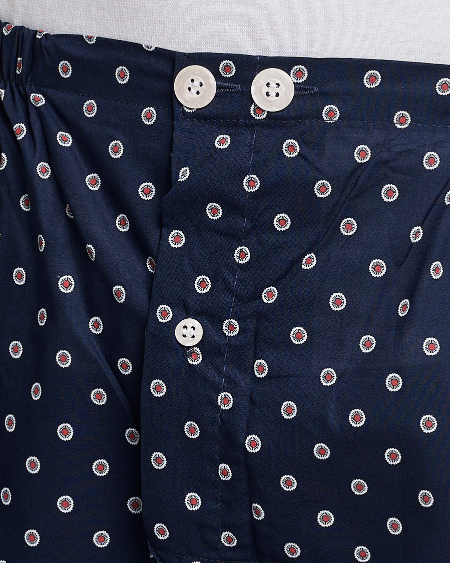 Men | Pyjamas & Robes | Derek Rose | Shortie Printed Cotton Pyjama Set Navy