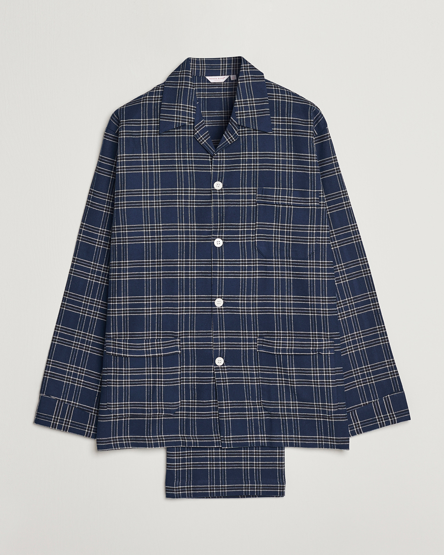 Men | Pyjamas & Robes | Derek Rose | Checked Cotton Pyjama Set Navy
