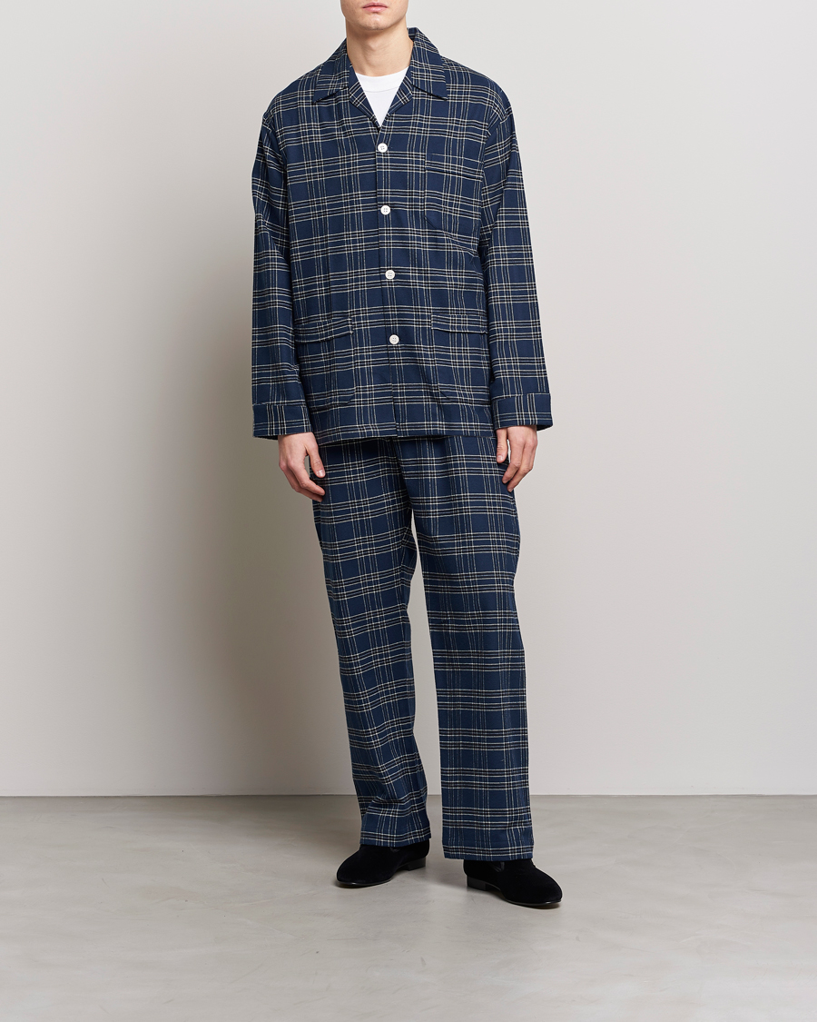 Men | Pyjamas & Robes | Derek Rose | Checked Cotton Pyjama Set Navy
