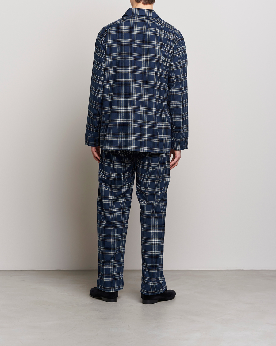 Men | Pyjama Sets | Derek Rose | Checked Cotton Pyjama Set Navy