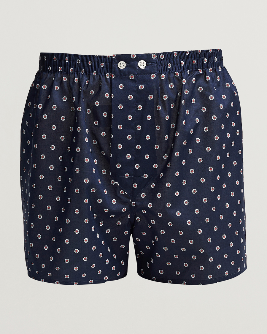 Men | Underwear & Socks | Derek Rose | Classic Fit Woven Cotton Boxer Shorts Navy