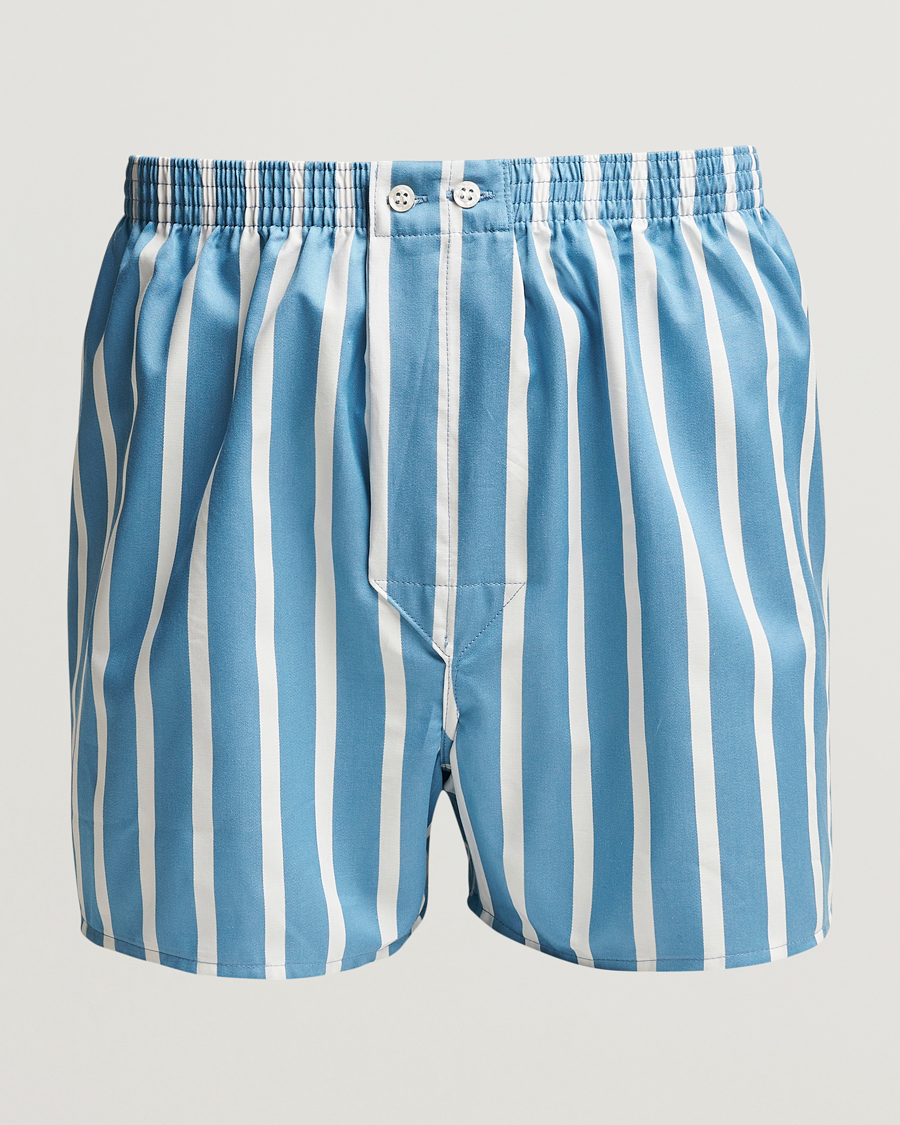 Men | Underwear & Socks | Derek Rose | Classic Fit Striped Cotton Boxer Shorts Blue/White