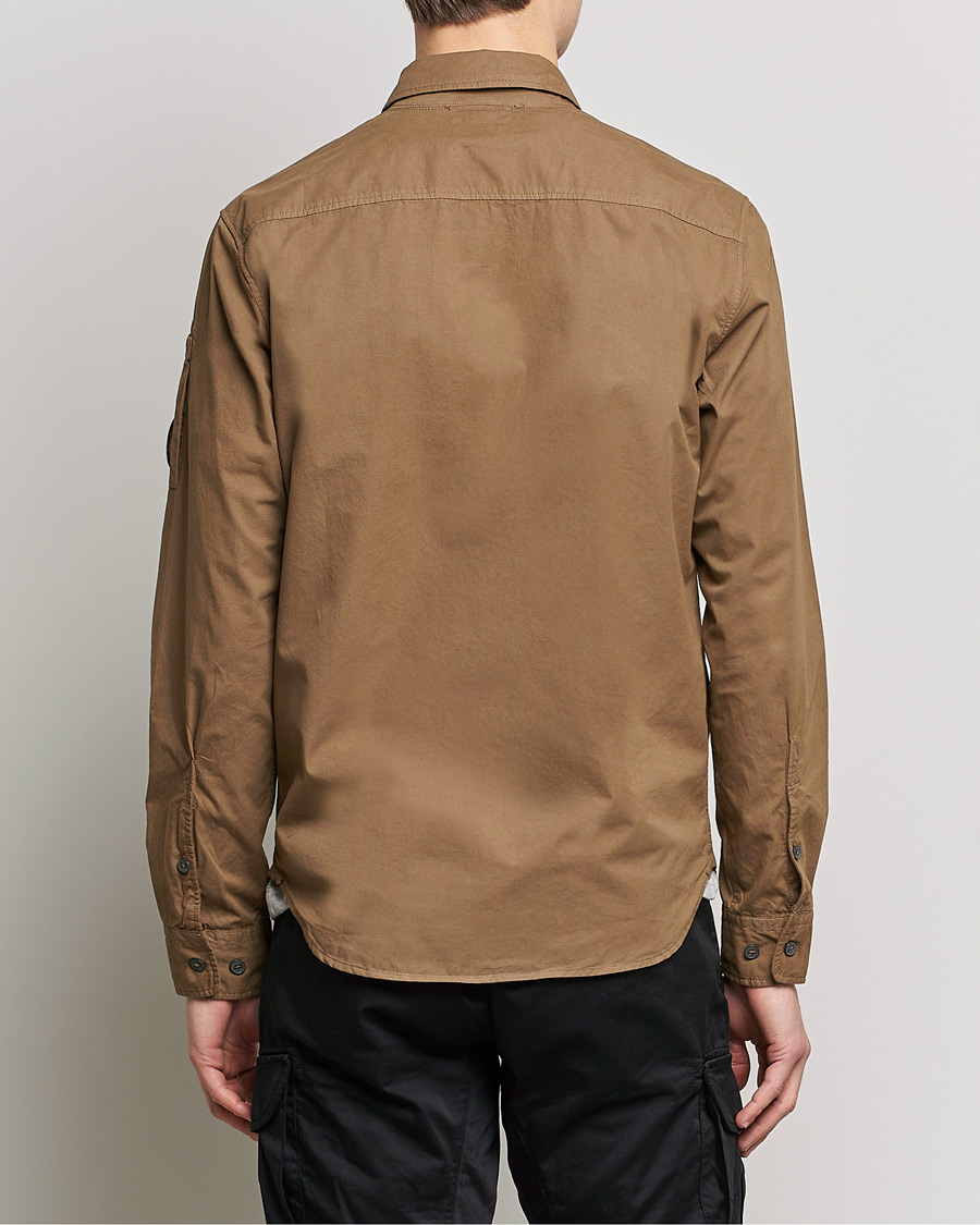 Men | Shirts | C.P. Company | Garment Dyed Gabardine Zip Shirt Jacket Khaki brown