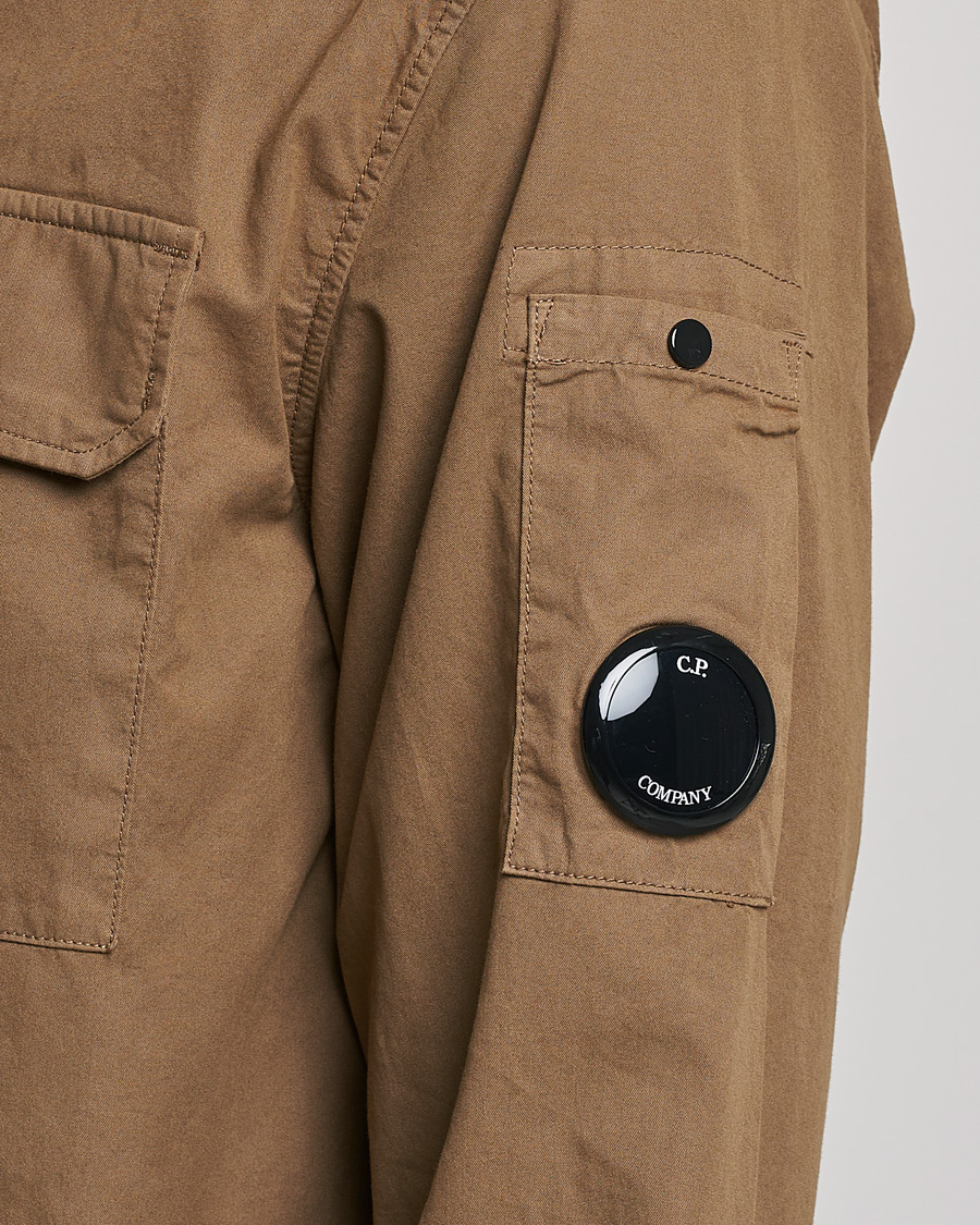 Men | Shirts | C.P. Company | Garment Dyed Gabardine Zip Shirt Jacket Khaki brown