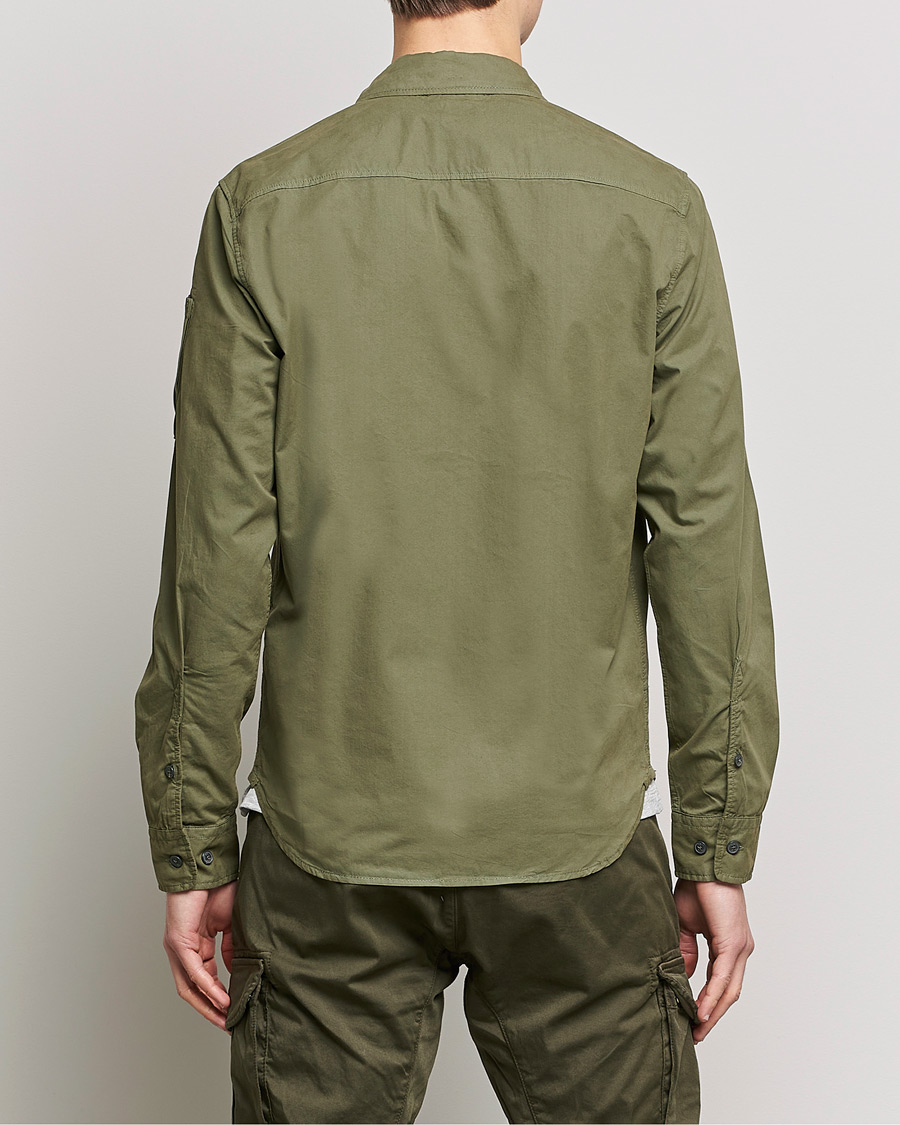 Men | Shirts | C.P. Company | Garment Dyed Gabardine Zip Shirt Jacket Olive