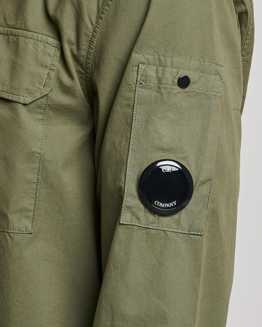 Men | Shirts | C.P. Company | Garment Dyed Gabardine Zip Shirt Jacket Olive