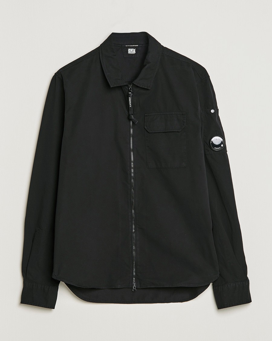 Men | Shirts | C.P. Company | Garment Dyed Gabardine Zip Shirt Jacket Black