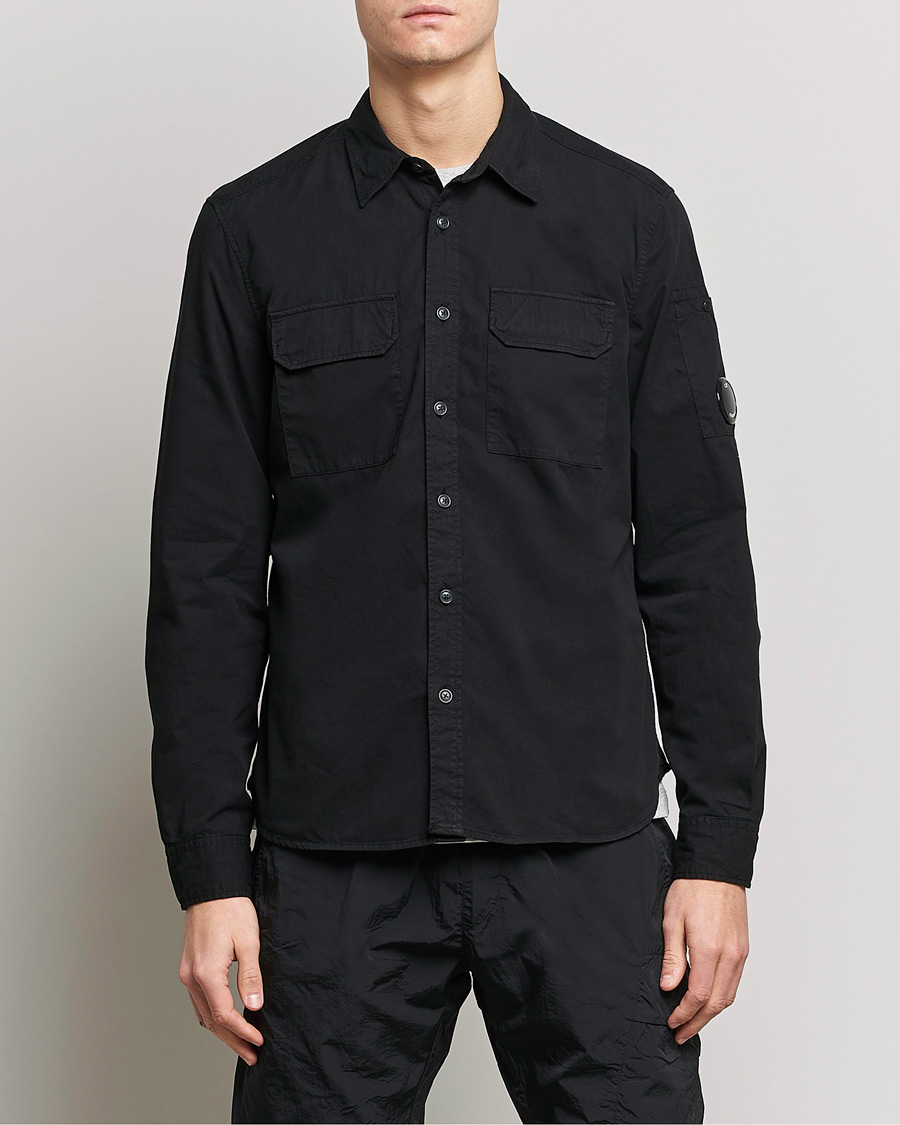 Men | Overshirts | C.P. Company | Garment Dyed Gabardine Shirt Jacket Black