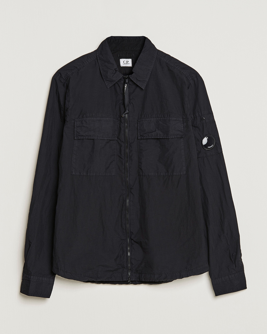 Men | Shirts | C.P. Company | Taylon L Nylon Zip Shirt Jacket Black