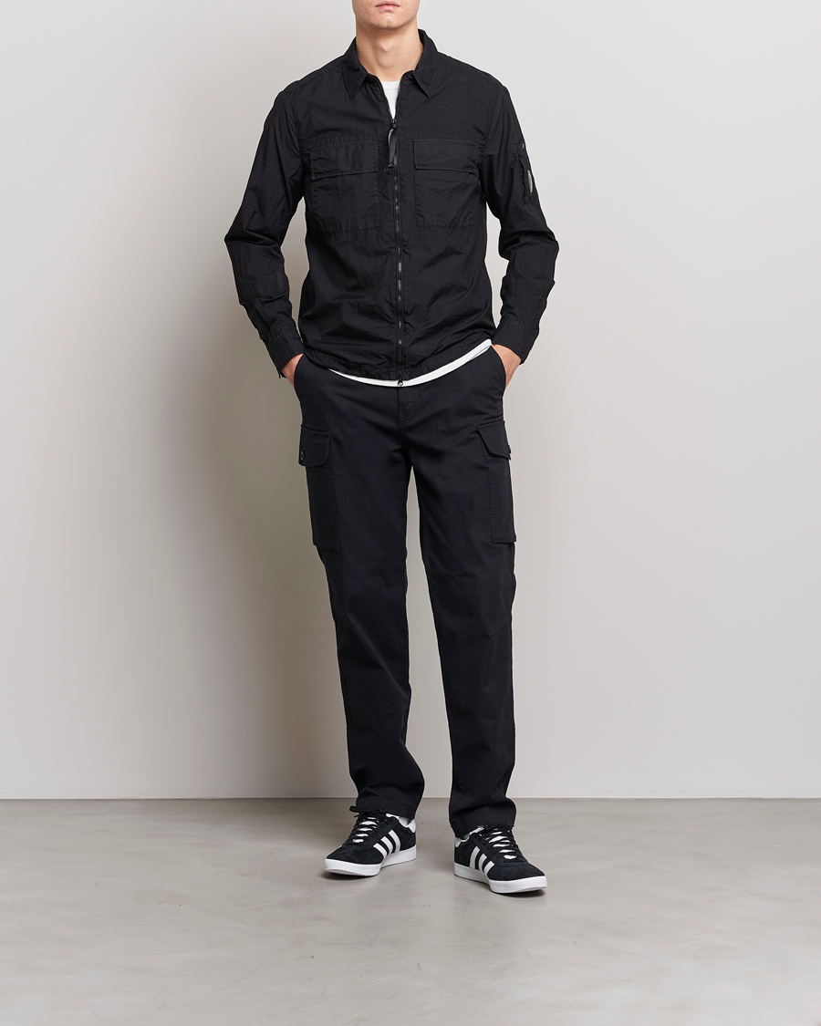Men | Shirts | C.P. Company | Taylon L Nylon Zip Shirt Jacket Black